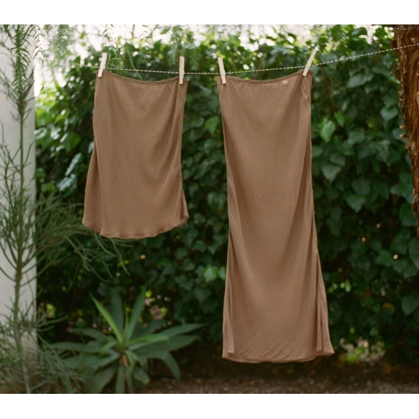 Doen Mini Skirt Slip in Carob | Mini Skirts | Coveti, view 3
