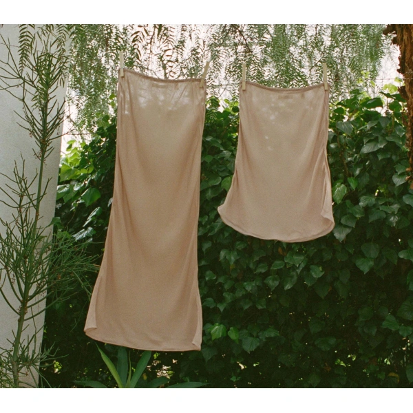 Doen Mini Skirt Slip in Sand Dollar | Mini Skirts | Coveti, view 2