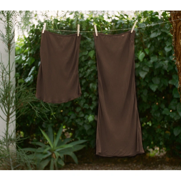 Doen Mini Skirt Slip in Umber | Mini Skirts | Coveti, view 3