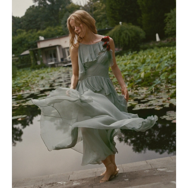 Doen Nelida Dress in Green Jasper | Midi Dresses | Coveti, view 2