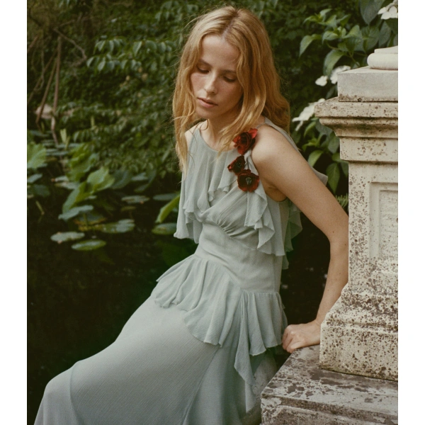 Doen Nelida Dress in Green Jasper | Midi Dresses | Coveti, view 6