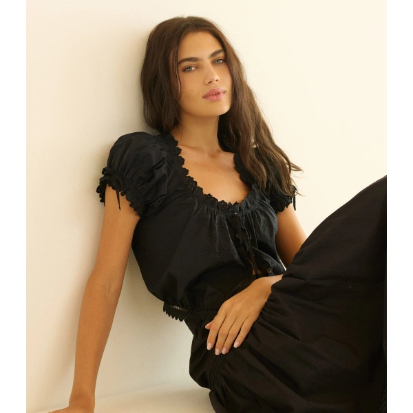 Doen Nera Top in Black | Blouses | Coveti, view 2