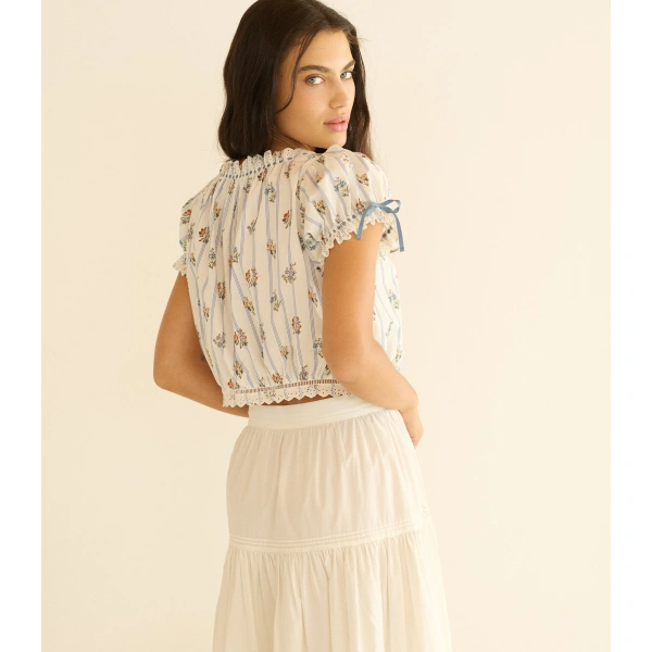 Doen Nera Top in Fleurs de Bordeaux | Blouses | Coveti, view 5