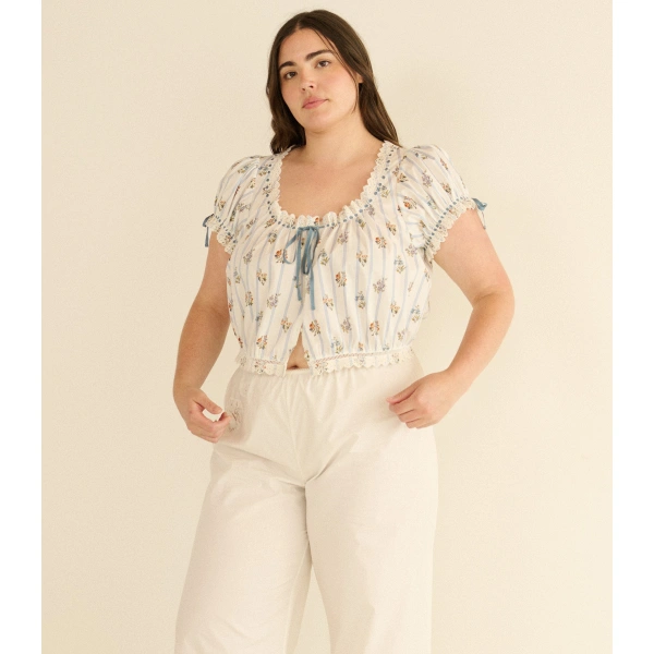 Doen Nera Top in Fleurs de Bordeaux | Blouses | Coveti, view 6