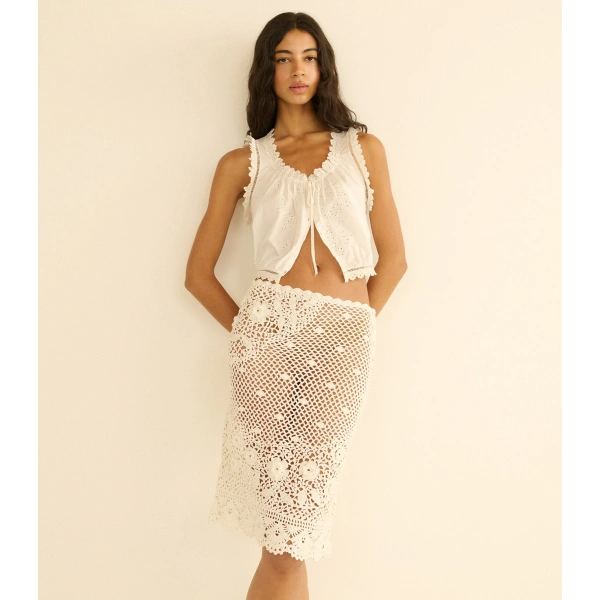 Doen Neroli Skirt in Pearl | Midi Skirts | Coveti, view 6