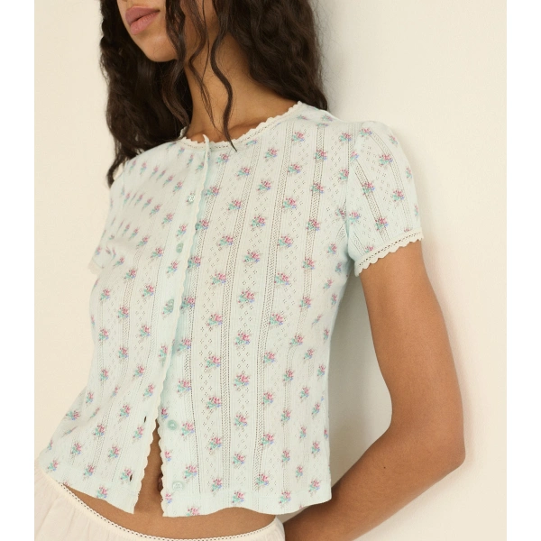 Doen Neta Tee in Sky Petit Posy Calico | T-Shirts | Coveti, view 3
