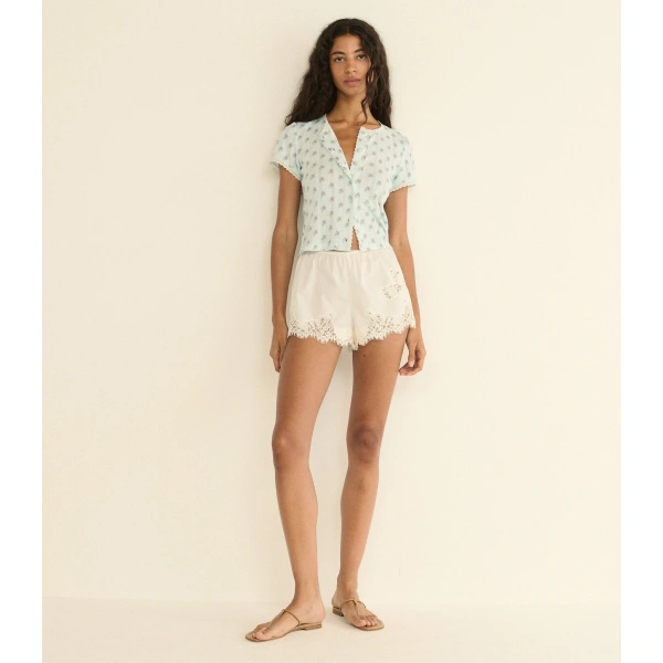 Doen Neta Tee in Sky Petit Posy Calico | T-Shirts | Coveti, view 4