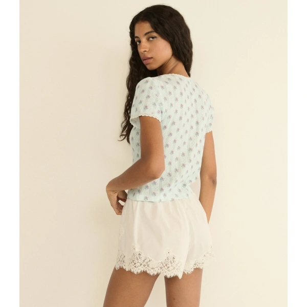 Doen Neta Tee in Sky Petit Posy Calico | T-Shirts | Coveti, view 5
