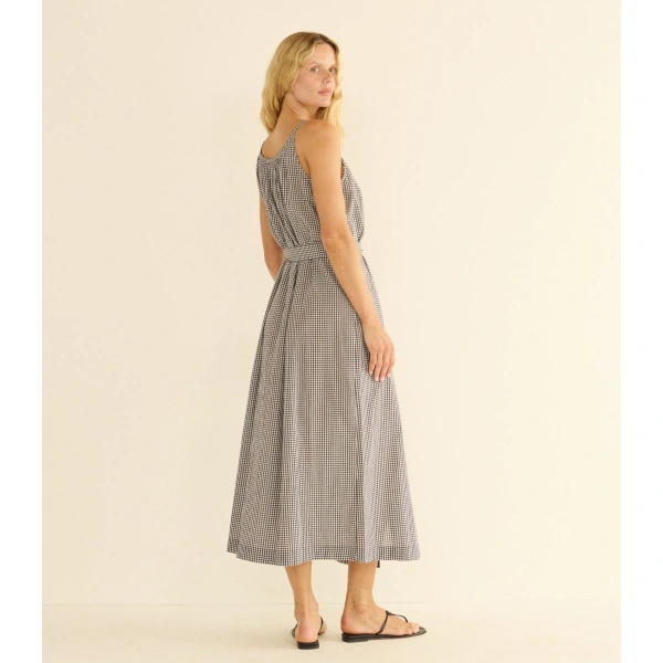 Doen Nevita Dress in Noir la Maddalena Gingham | Maxi Dresses | Coveti, view 5