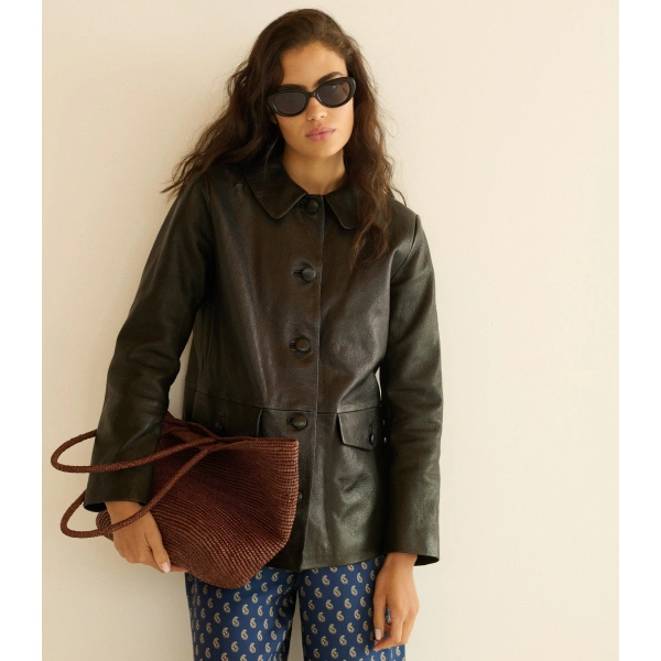 Doen Nico Leather Jacket in Black | Leather Jackets | Coveti, view 5