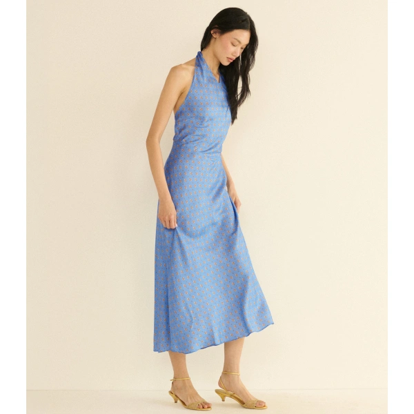 Doen Noemie Dress in Periwinkle Cadiz Foulard | Midi Dresses | Coveti, view 5