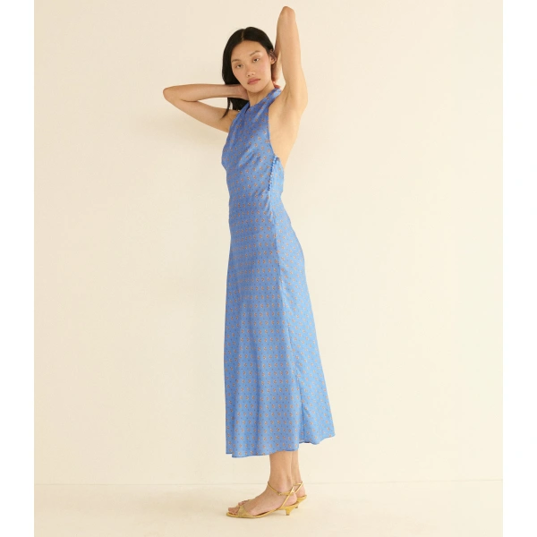 Doen Noemie Dress in Periwinkle Cadiz Foulard | Midi Dresses | Coveti, view 6