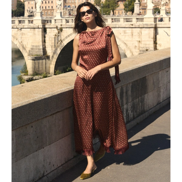 Doen Nova Dress in San Sebastian Foulard | Midi Dresses | Coveti, view 3