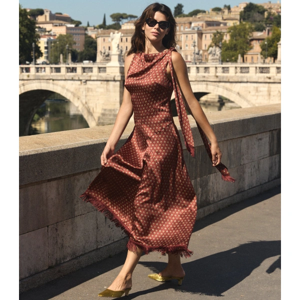 Doen Nova Dress in San Sebastian Foulard | Midi Dresses | Coveti, view 6