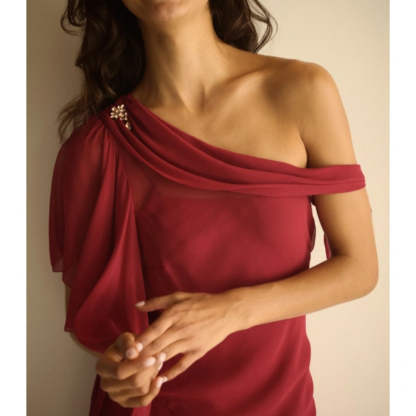 Doen Odessa Dress in Red Snapdragon | Midi Dresses | Coveti, view 3