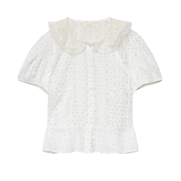 Oleta Top in Salt Flock Dot