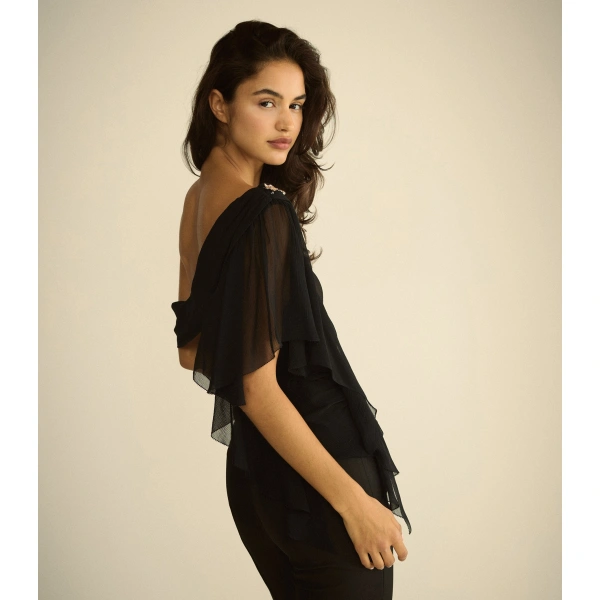 Doen Opera Top in Black | Blouses | Coveti, view 6
