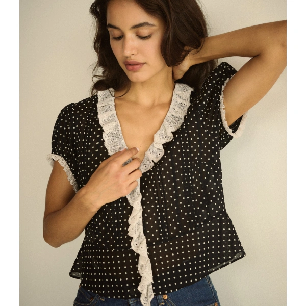 Doen Orella Top in Noir Dot | Blouses | Coveti, view 2