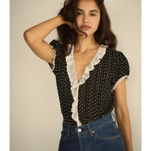 Doen Orella Top in Noir Dot | Blouses | Coveti, view 5