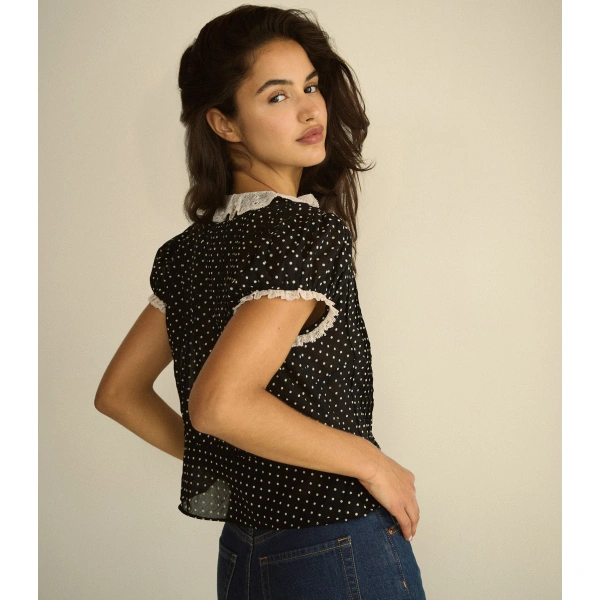 Doen Orella Top in Noir Dot | Blouses | Coveti, view 6