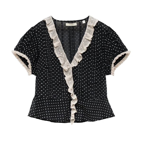 Doen Orella Top in Noir Dot | Blouses | Coveti