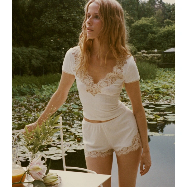 Doen Orna Short in Salt | Pyjamas | Coveti, view 4