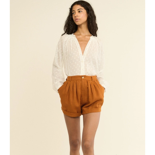 Doen Paige Linen Short in Sedona Clay | Shorts | Coveti, view 2