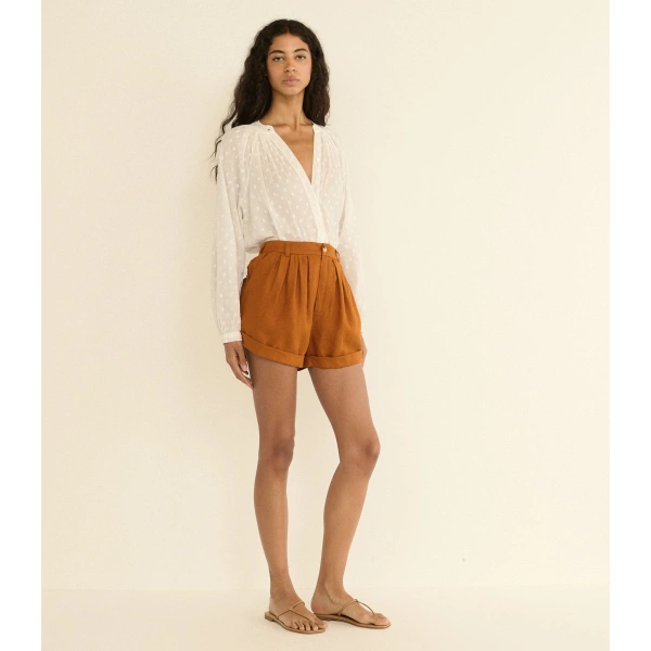 Doen Paige Linen Short in Sedona Clay | Shorts | Coveti, view 3