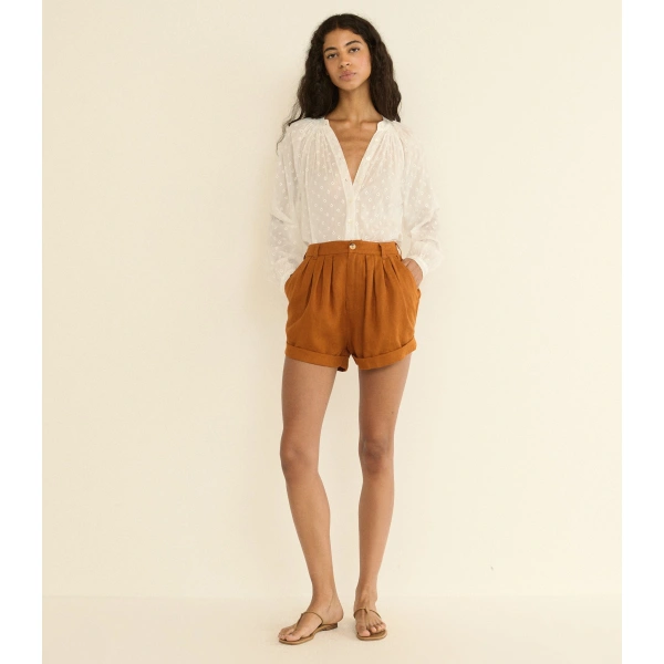 Doen Paige Linen Short in Sedona Clay | Shorts | Coveti, view 4