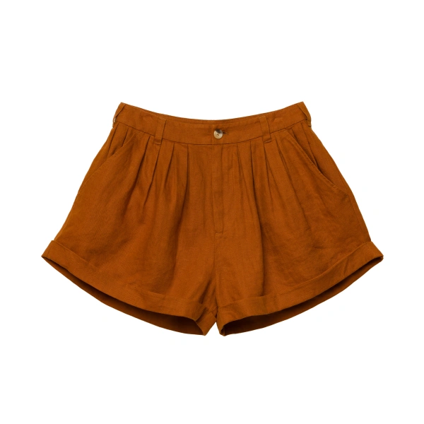 Doen Paige Linen Short in Sedona Clay | Shorts | Coveti