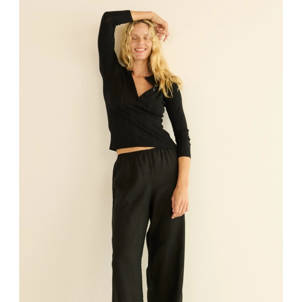 Doen Paola Tee in Black Quelle Jolie Pointelle | T-Shirts | Coveti, view 3