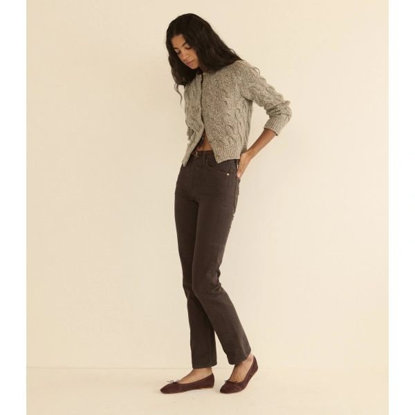 Doen Penrose Cable Cardigan in Gray Marl | Cardigans | Coveti, view 2