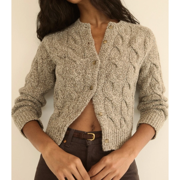 Doen Penrose Cable Cardigan in Gray Marl | Cardigans | Coveti, view 3