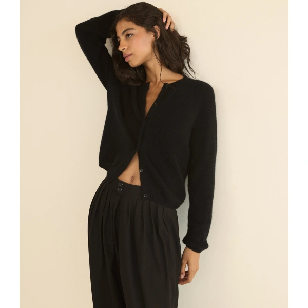 Doen Peroline Cashmere Cardigan in Black | Cardigans | Coveti, view 2