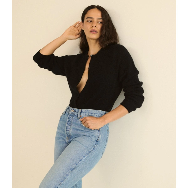 Doen Peroline Cashmere Cardigan in Black | Cardigans | Coveti, view 5