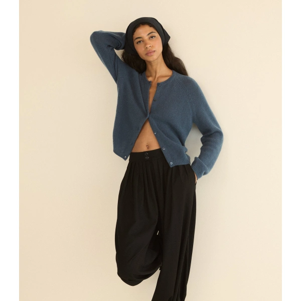 Doen Peroline Cashmere Cardigan in Blue Stone | Cardigans | Coveti, view 3