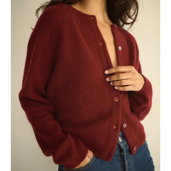 Doen Peroline Cashmere Cardigan in Loire Rouge | Cardigans | Coveti, view 2