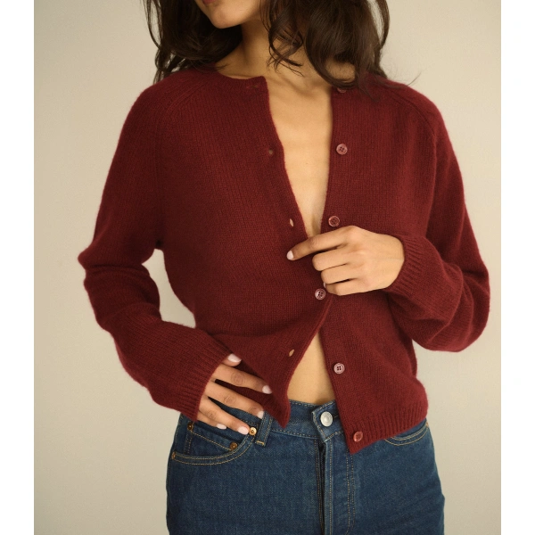 Doen Peroline Cashmere Cardigan in Loire Rouge | Cardigans | Coveti, view 5
