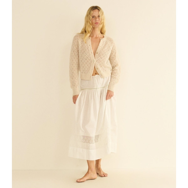 Doen Petra Pointelle Cardigan in Heather Dogwood | Cardigans | Coveti, view 3