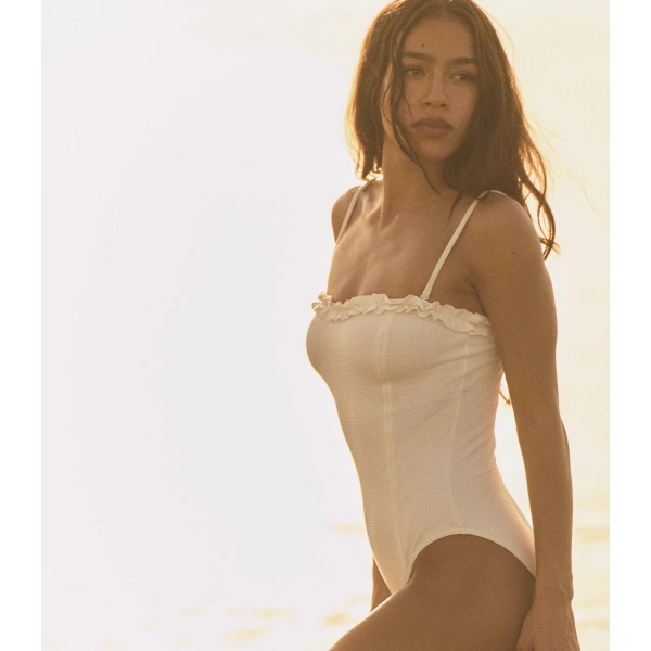 Doen Poppy Maillot in Powder | Swimsuits | Coveti, view 3