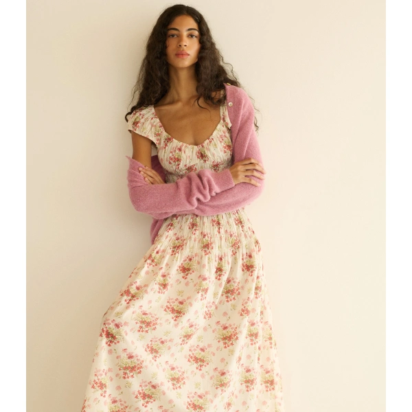 Doen Quinette Dress in Ivory Lantana Floral | Midi Dresses | Coveti, view 2
