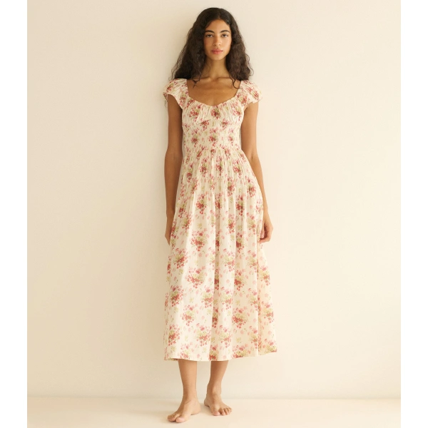 Doen Quinette Dress in Ivory Lantana Floral | Midi Dresses | Coveti, view 3