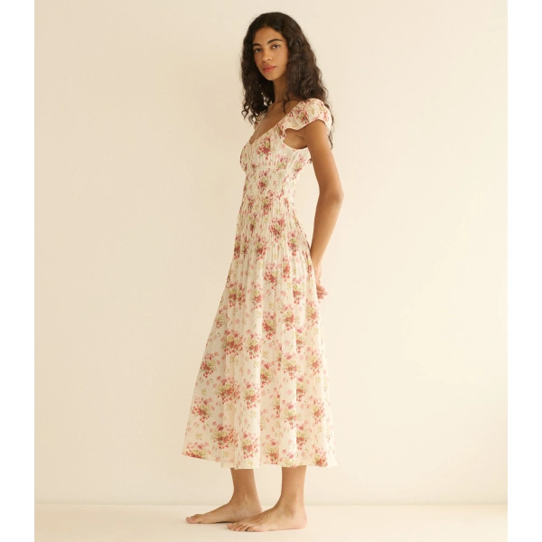 Doen Quinette Dress in Ivory Lantana Floral | Midi Dresses | Coveti, view 5
