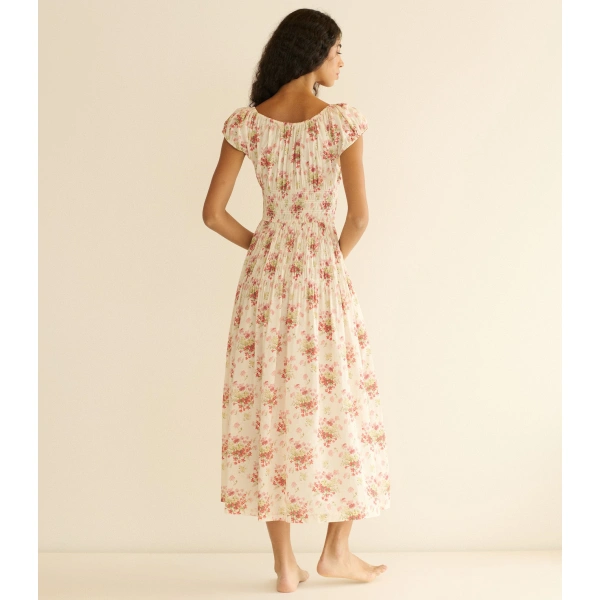 Doen Quinette Dress in Ivory Lantana Floral | Midi Dresses | Coveti, view 6