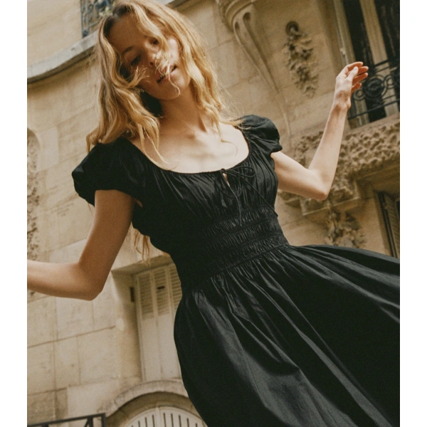 Doen Quinn Dress in Black | Midi Dresses | Coveti, view 6