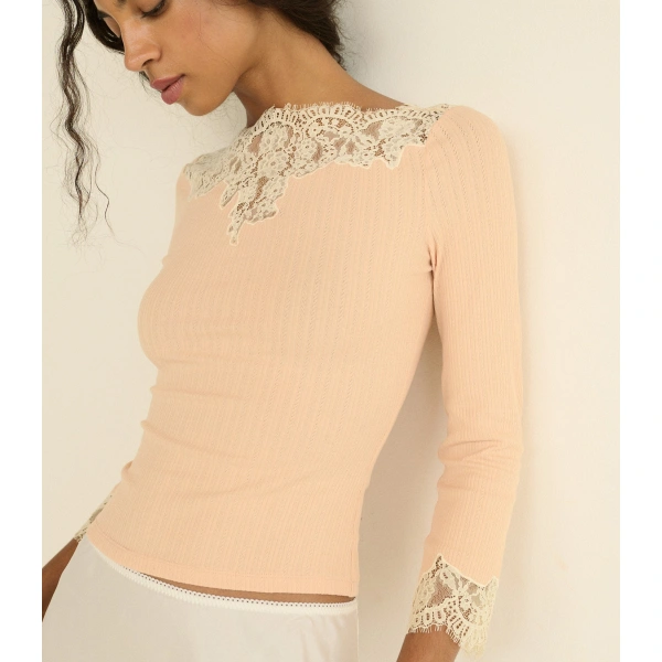Doen Riana Tee in Light Peach Sorbet | Pyjamas | Coveti, view 2