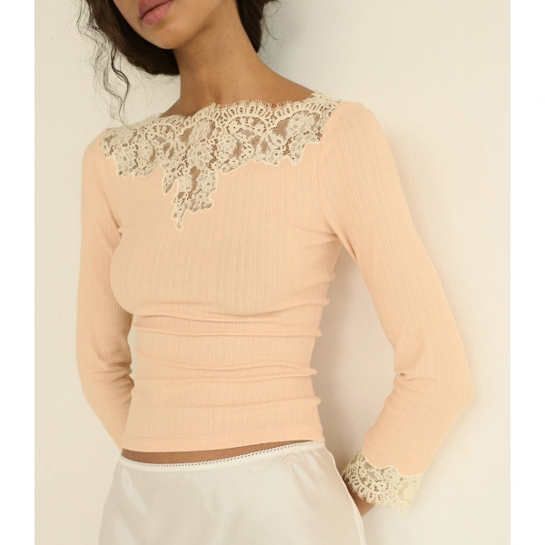 Doen Riana Tee in Light Peach Sorbet | Pyjamas | Coveti, view 4
