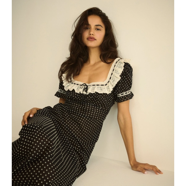Doen Rowan Dress in Noir Dot | Maxi Dresses | Coveti, view 2