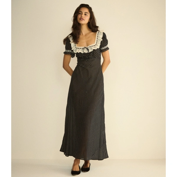Doen Rowan Dress in Noir Dot | Maxi Dresses | Coveti, view 3