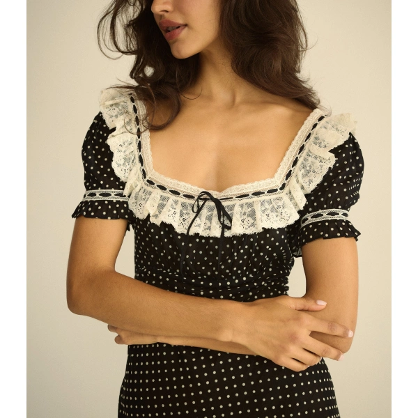 Doen Rowan Dress in Noir Dot | Maxi Dresses | Coveti, view 4